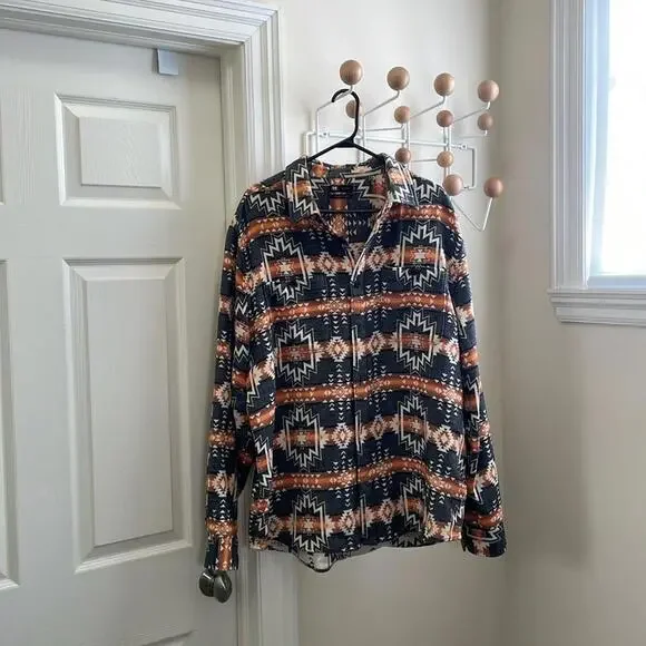 Levi's - Oversized Baggy Navajo Long Sleeve Shirt - Grey / Orange - XL - Picture 1 of 10